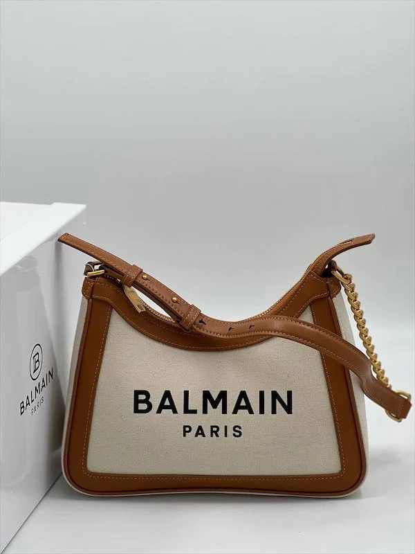 Сумка BALMAIN 10 — Коричневый, Молочный — основной вид