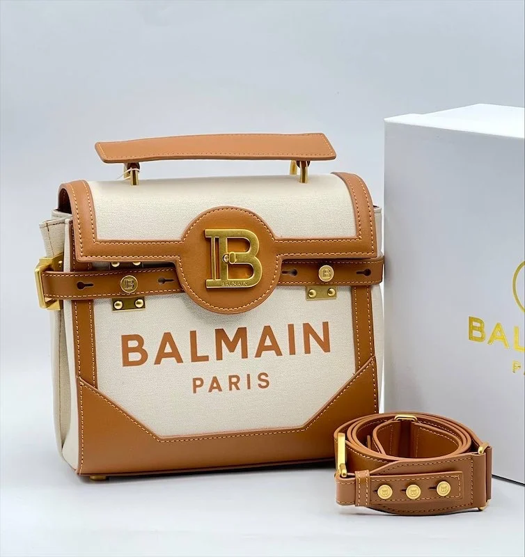 Сумка BALMAIN 14 — Коричневый, Молочный — основной вид