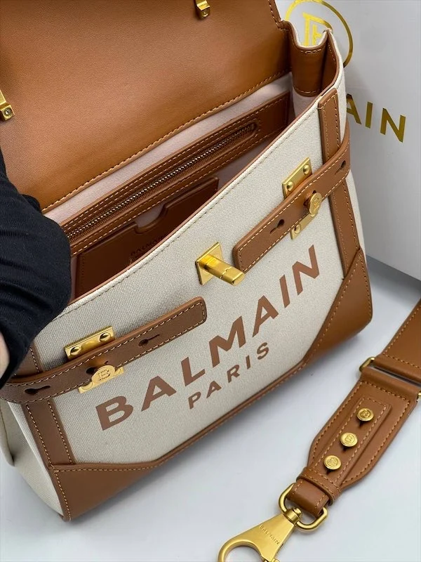 Сумка BALMAIN 14 — Коричневый, Молочный — дополнительный вид